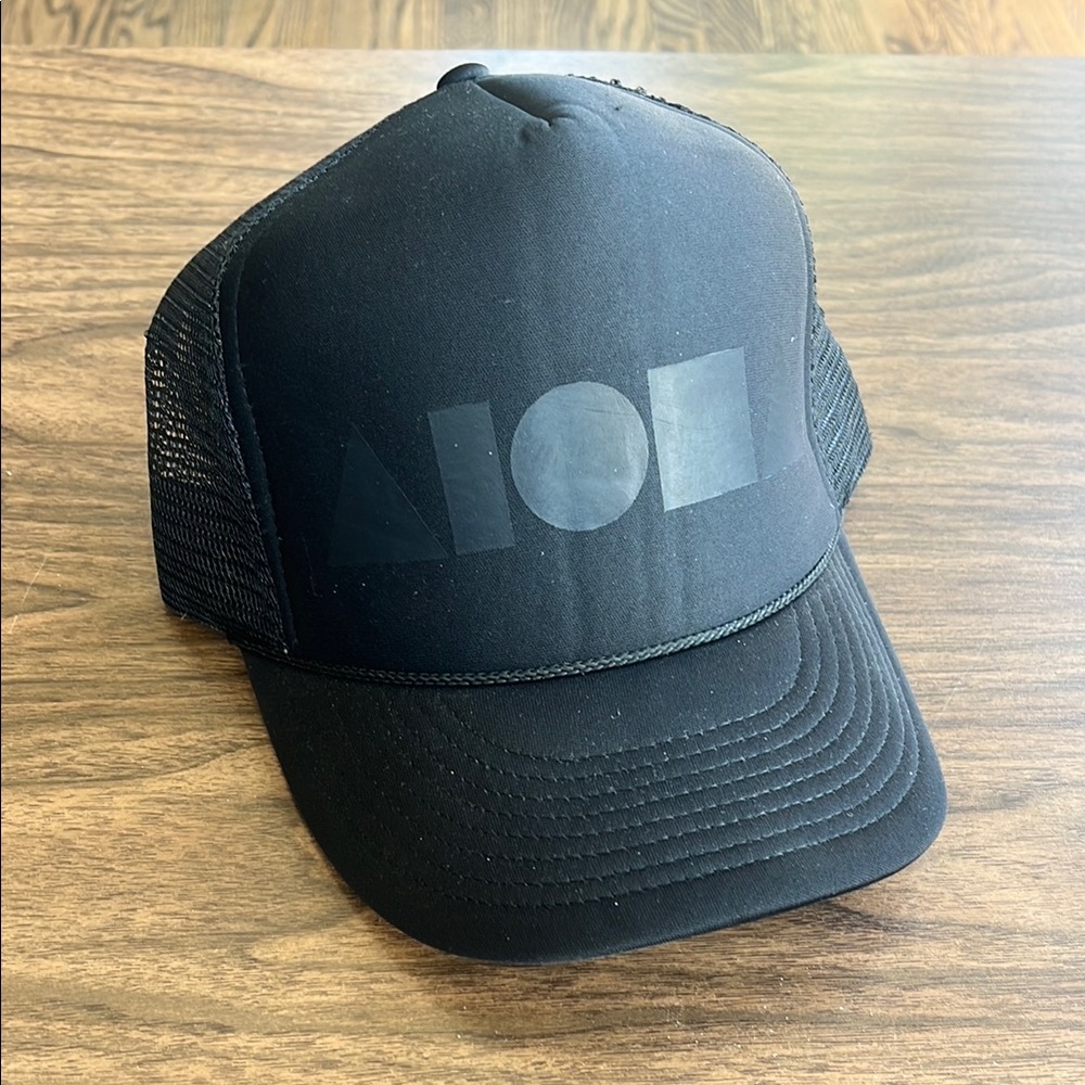 Solely Aloha trucker hat, black on black.
